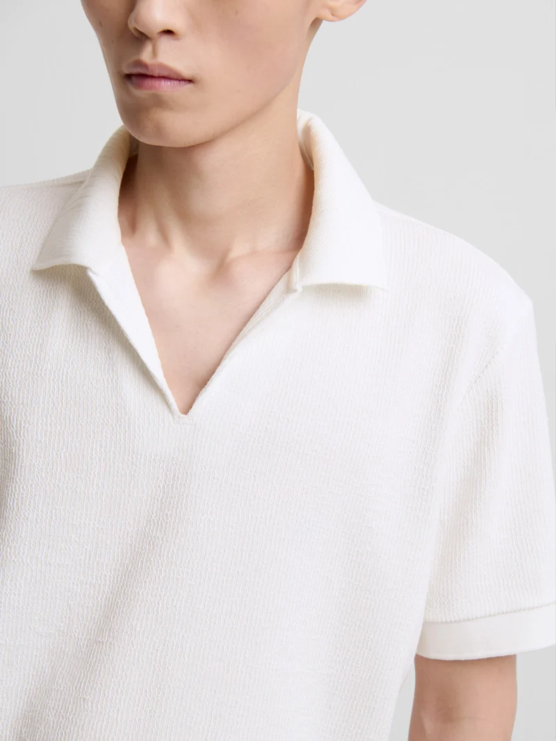 Polo col ouvert en jacquard