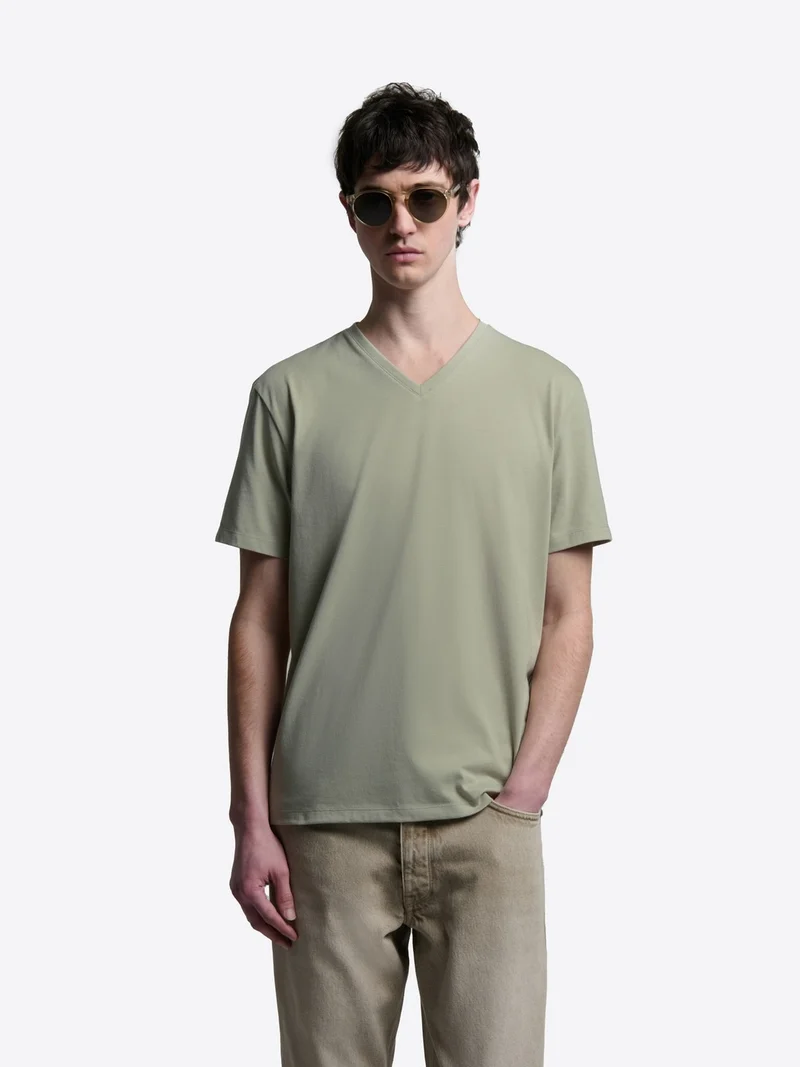 T-shirt col V mélange coton Supima®