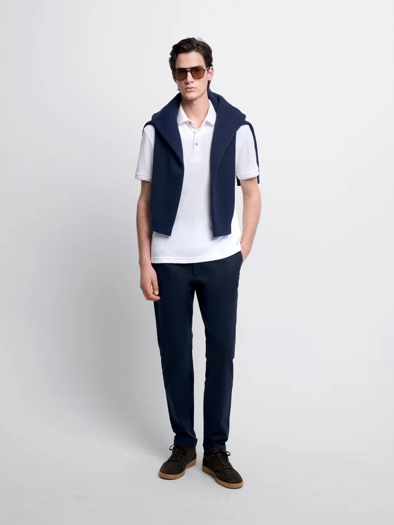 Polo col boutonné gauffré