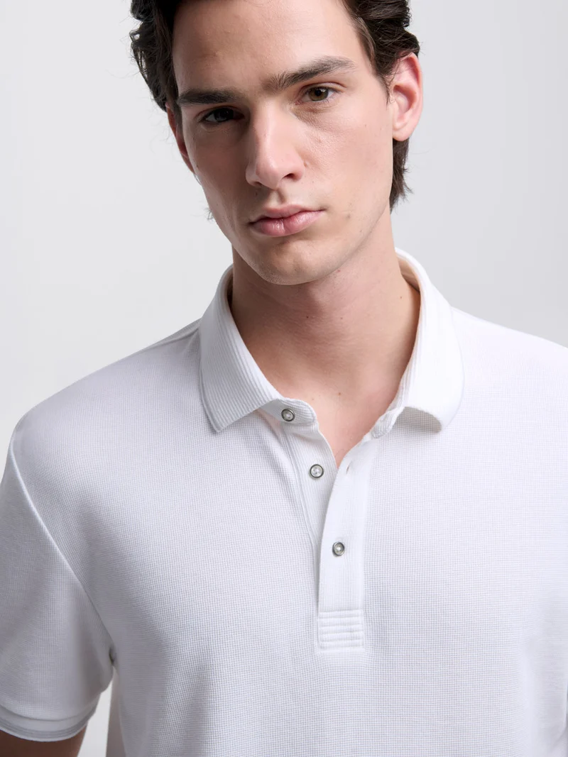 Polo col boutonné gauffré
