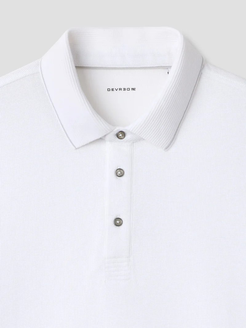 Polo col boutonné gauffré