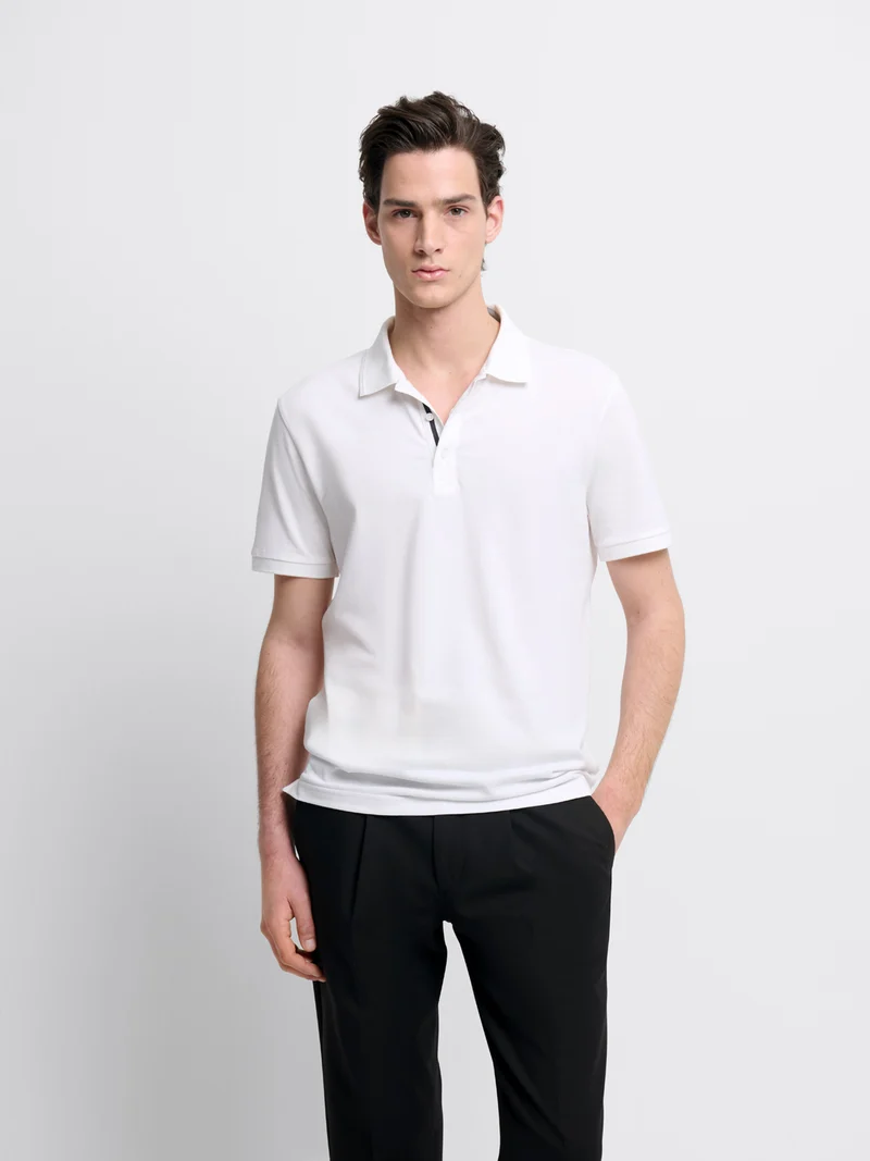 Polo col boutonné en coton