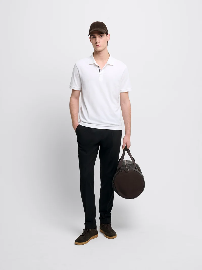 Polo col boutonné en coton