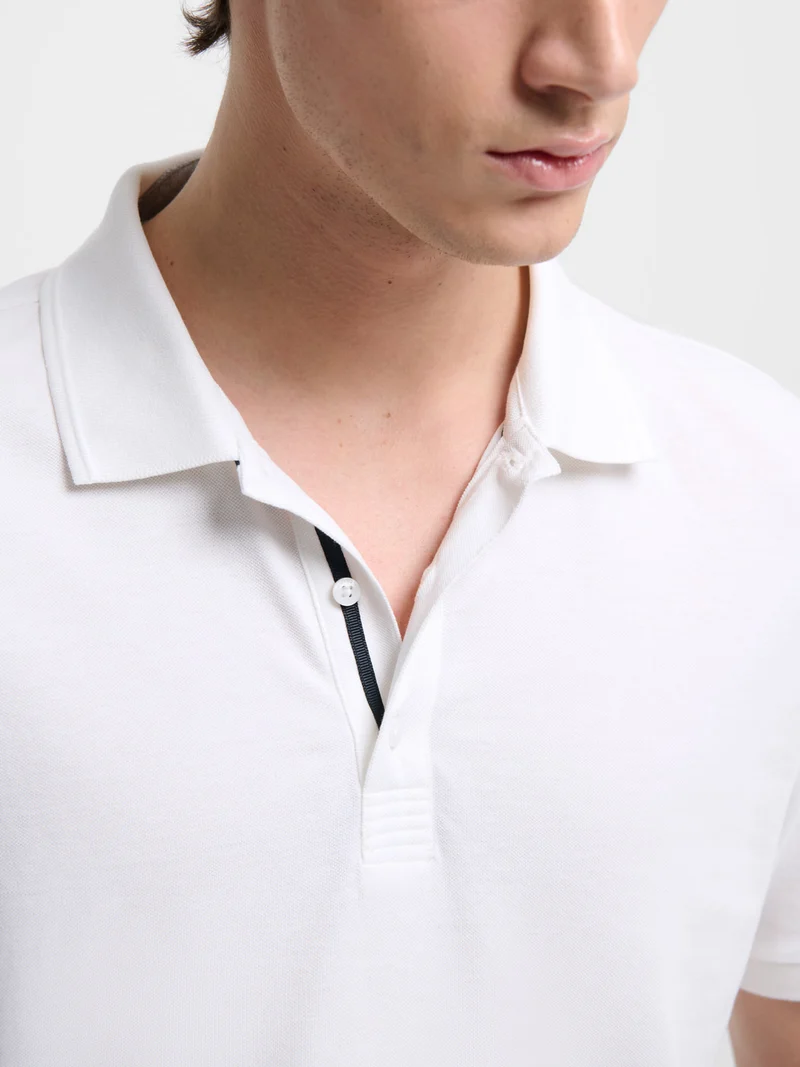 Polo col boutonné en coton