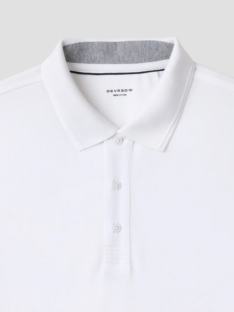 Polo col boutonné en coton