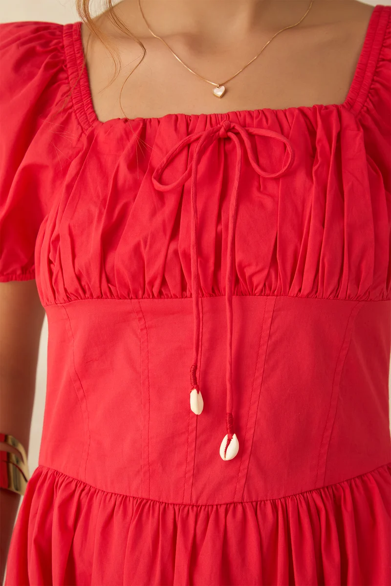 Kial|100% Cotton Voluminous Midi Dress