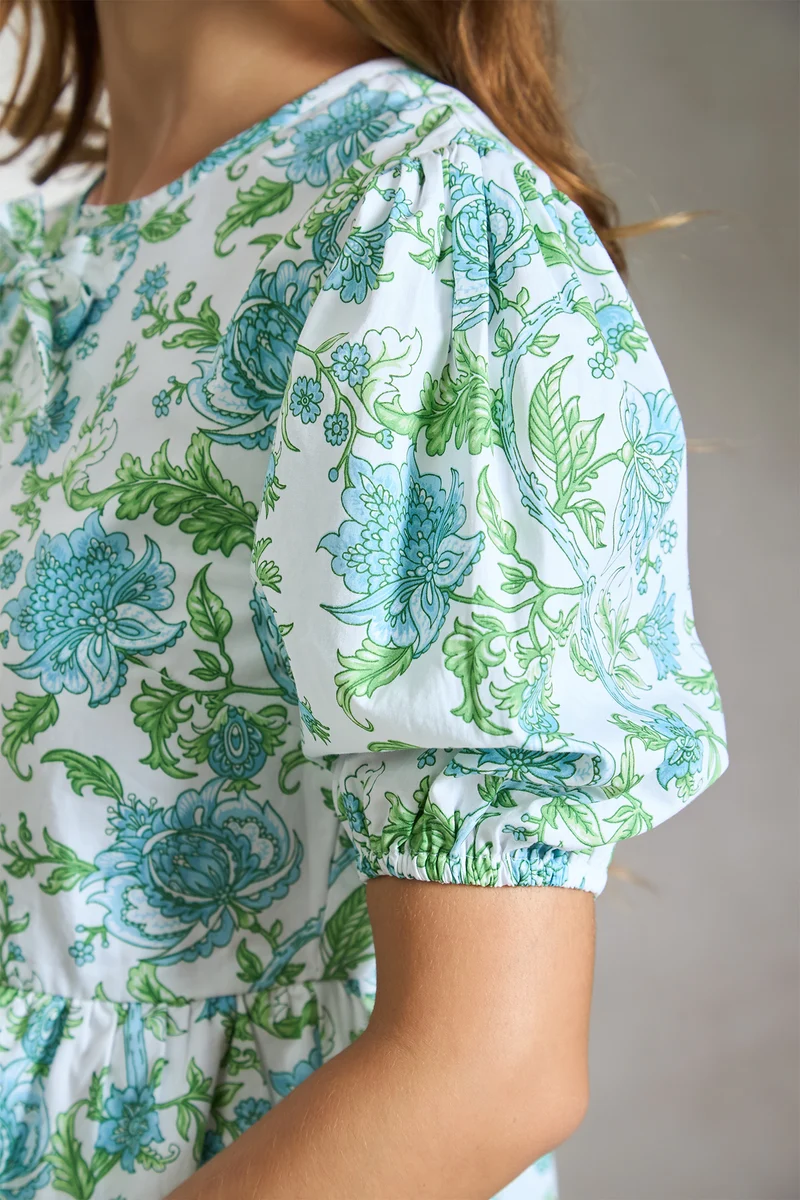 Margaux|100% Cotton Front-Tie Detail Peplum Top