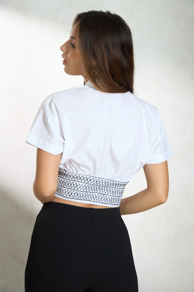 Pippa|100% Cotton Smocked Waist Top