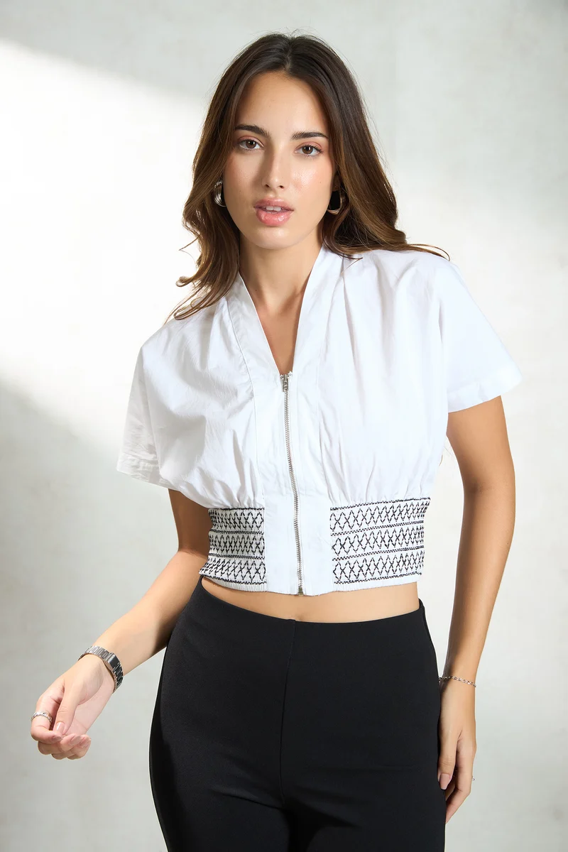 Pippa|100% Cotton Smocked Waist Top