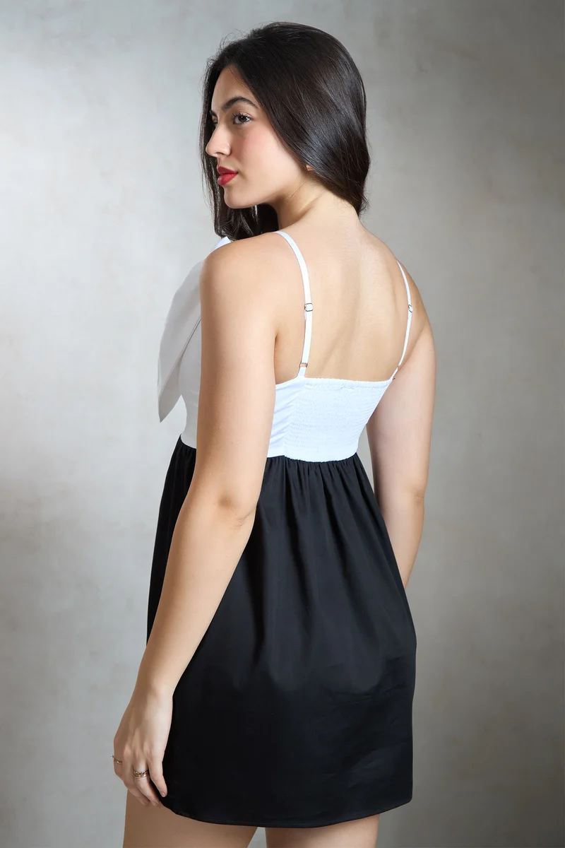 Boe|Cotton Stretch Big Bow Mini Dress