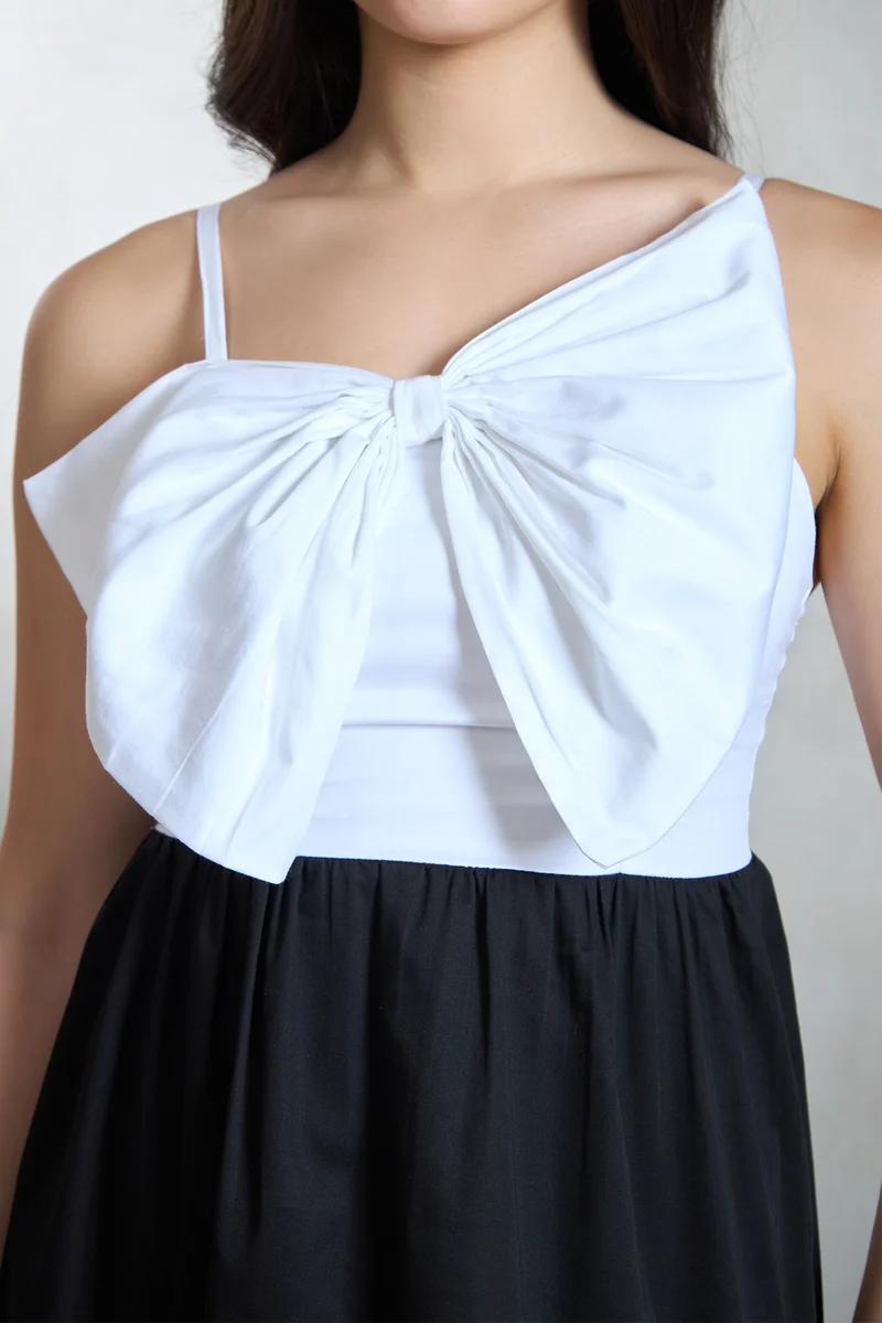 Boe|Cotton Stretch Big Bow Mini Dress