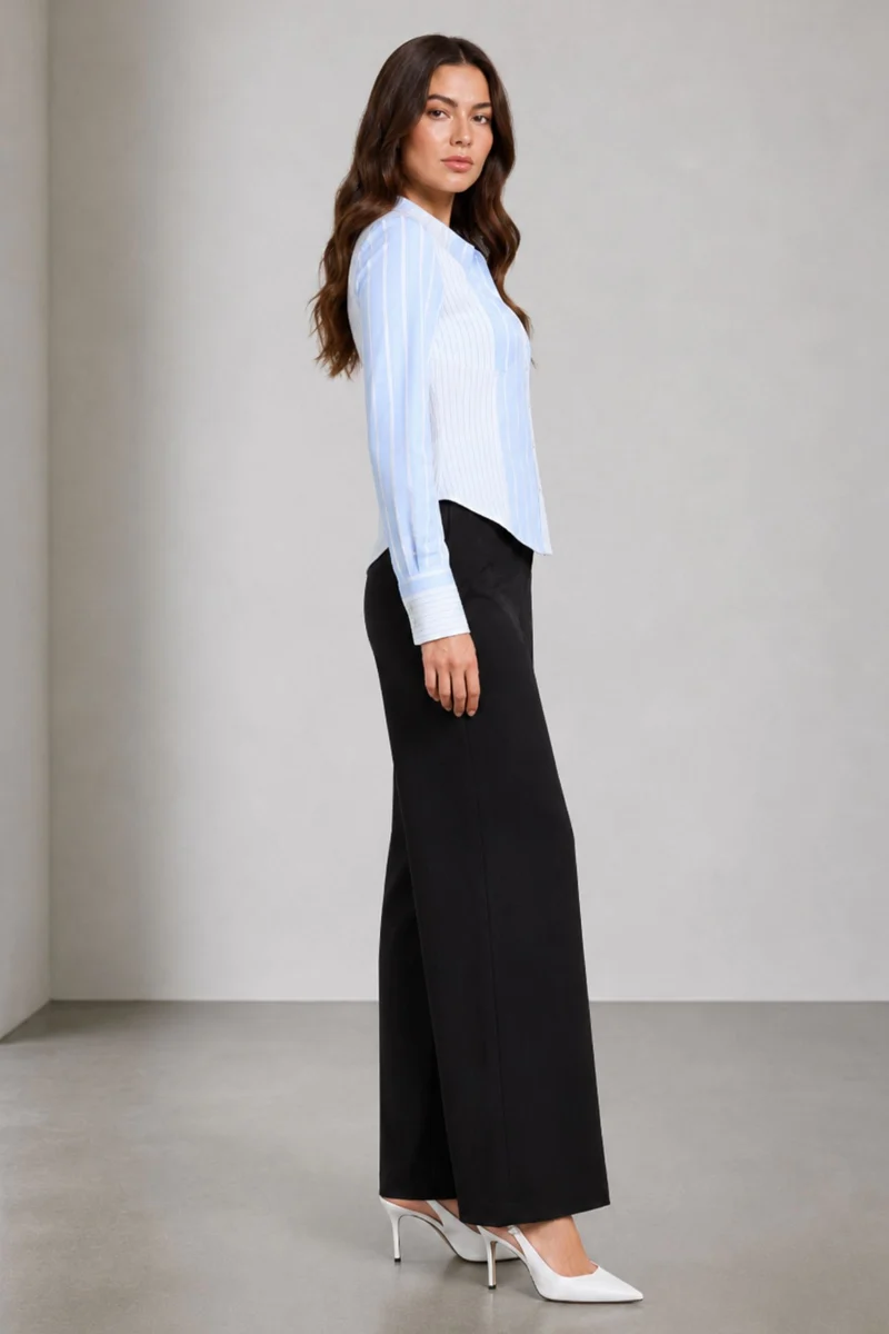 Izzy|100% Cotton Stripe Bustier Style Crop Shirt