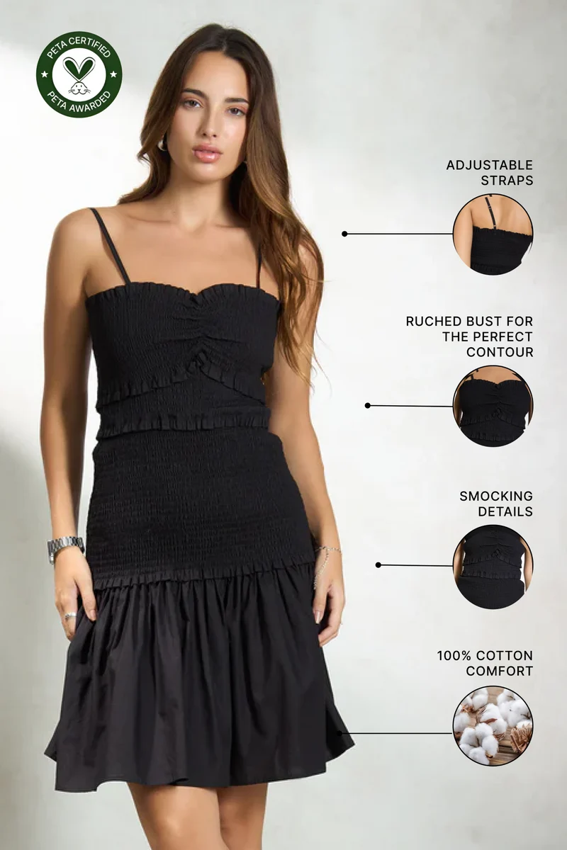 Bailey|100% Cotton Smocked Mini Bodycon Dress