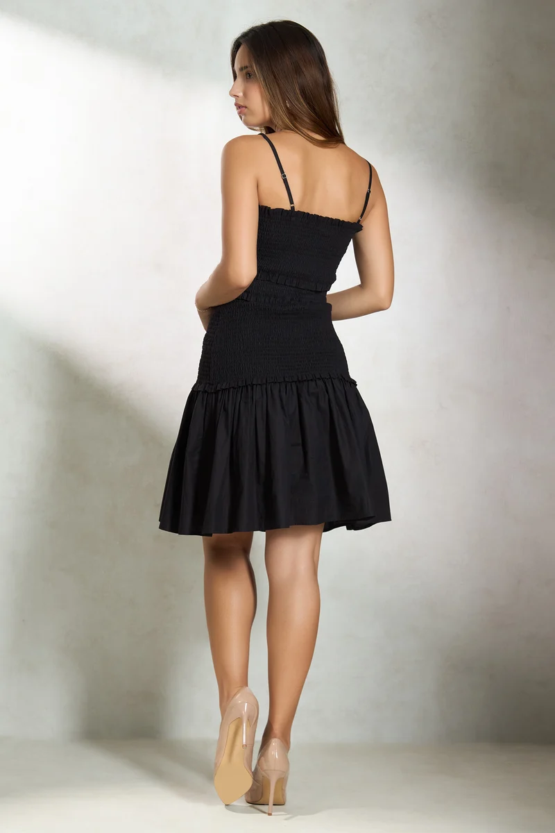 Bailey|100% Cotton Smocked Mini Bodycon Dress