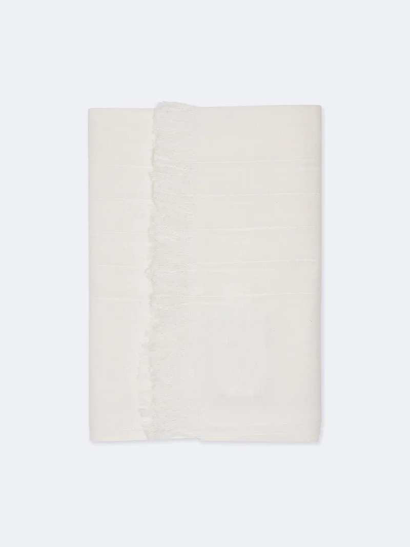 Echarpe tissée à rayures en coton-lin