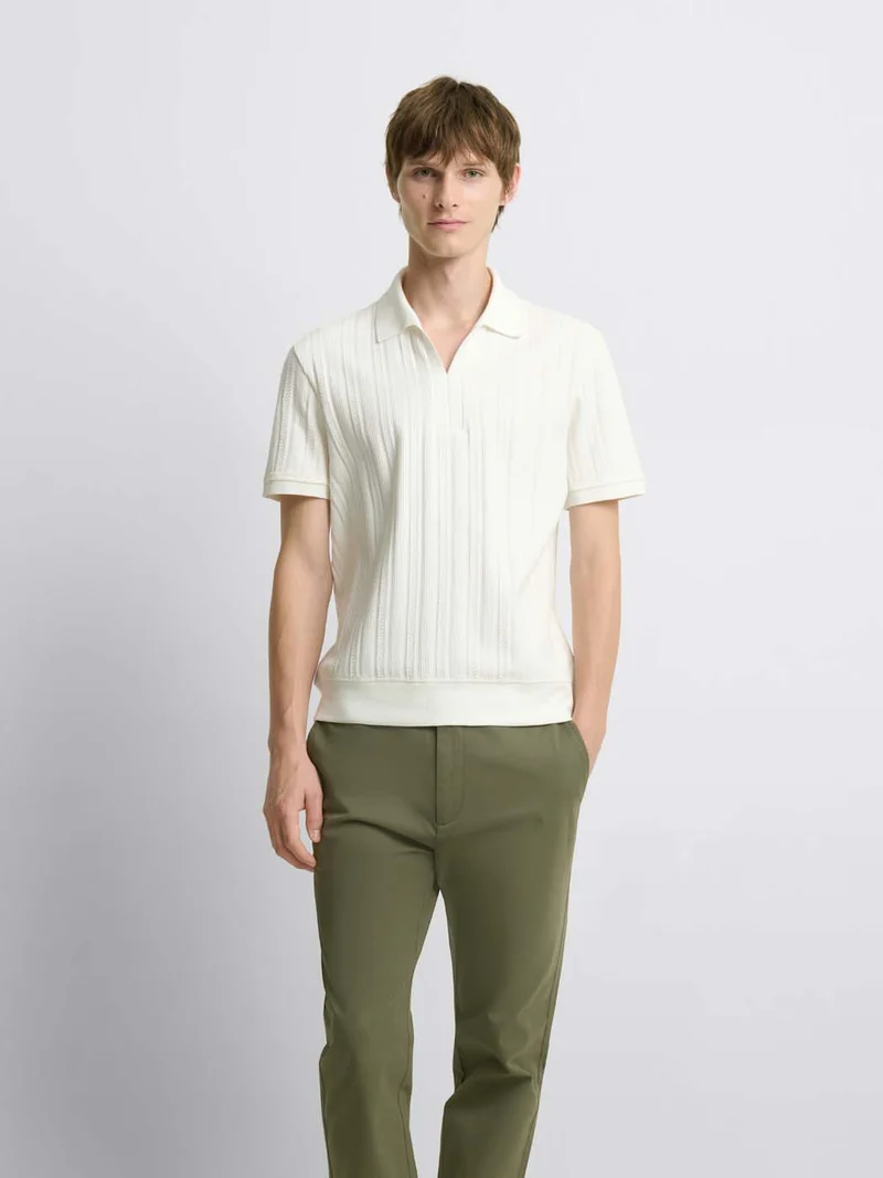Polo col semi ouvert en coton