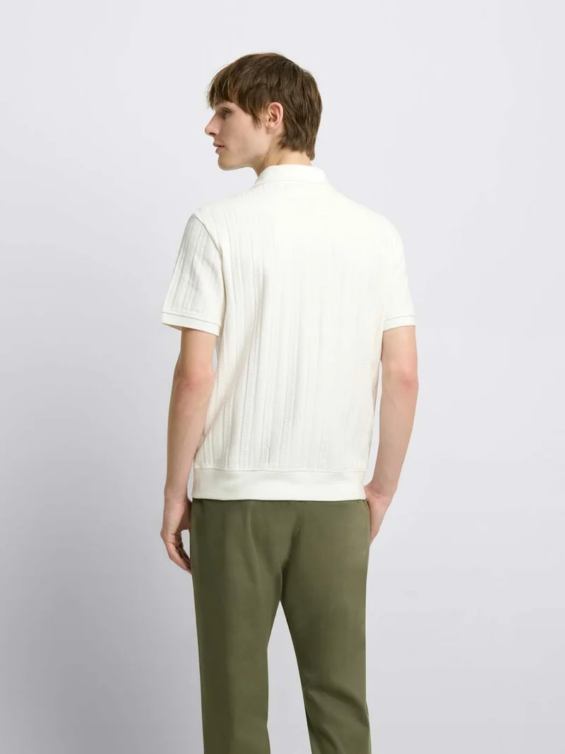 Polo col semi ouvert en coton