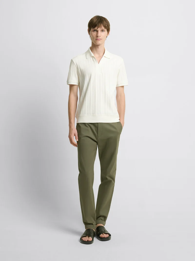 Polo col semi ouvert en coton