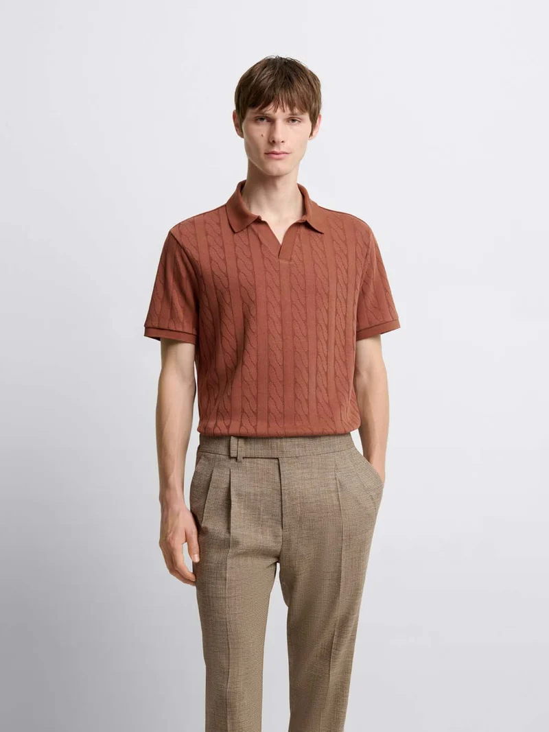 Polo col ouvert en jacquard