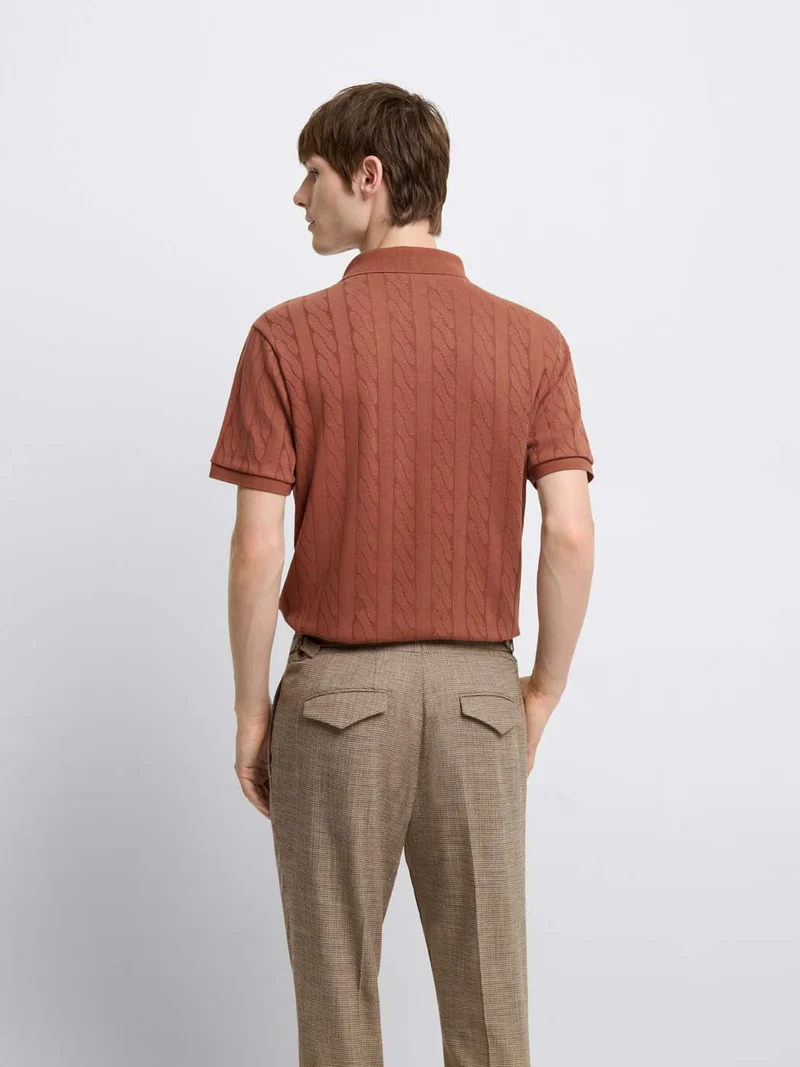 Polo col ouvert en jacquard