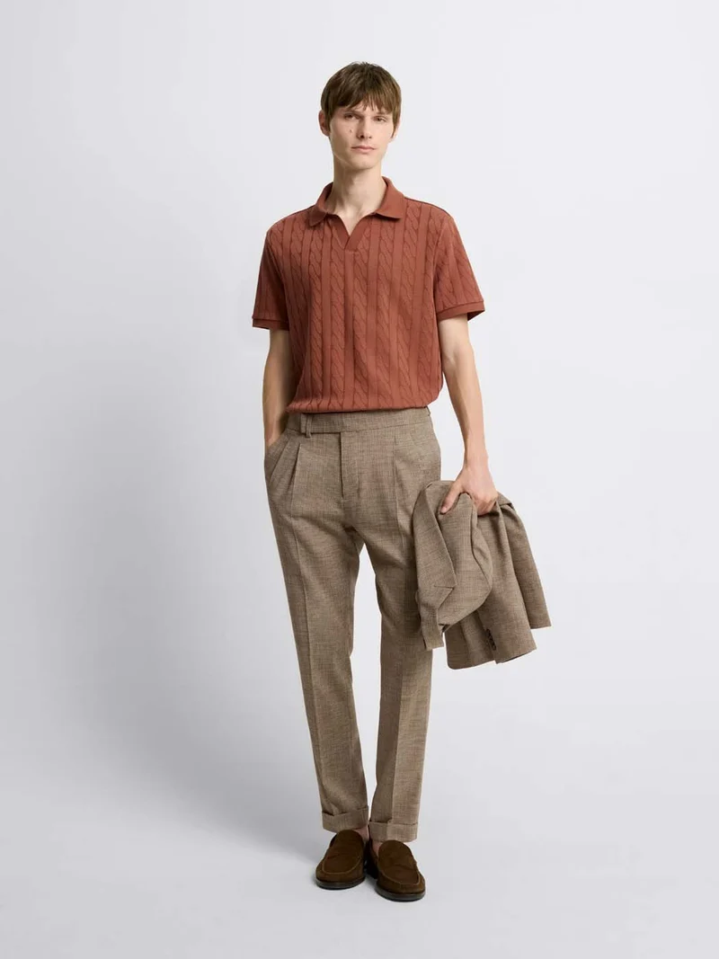 Polo col ouvert en jacquard