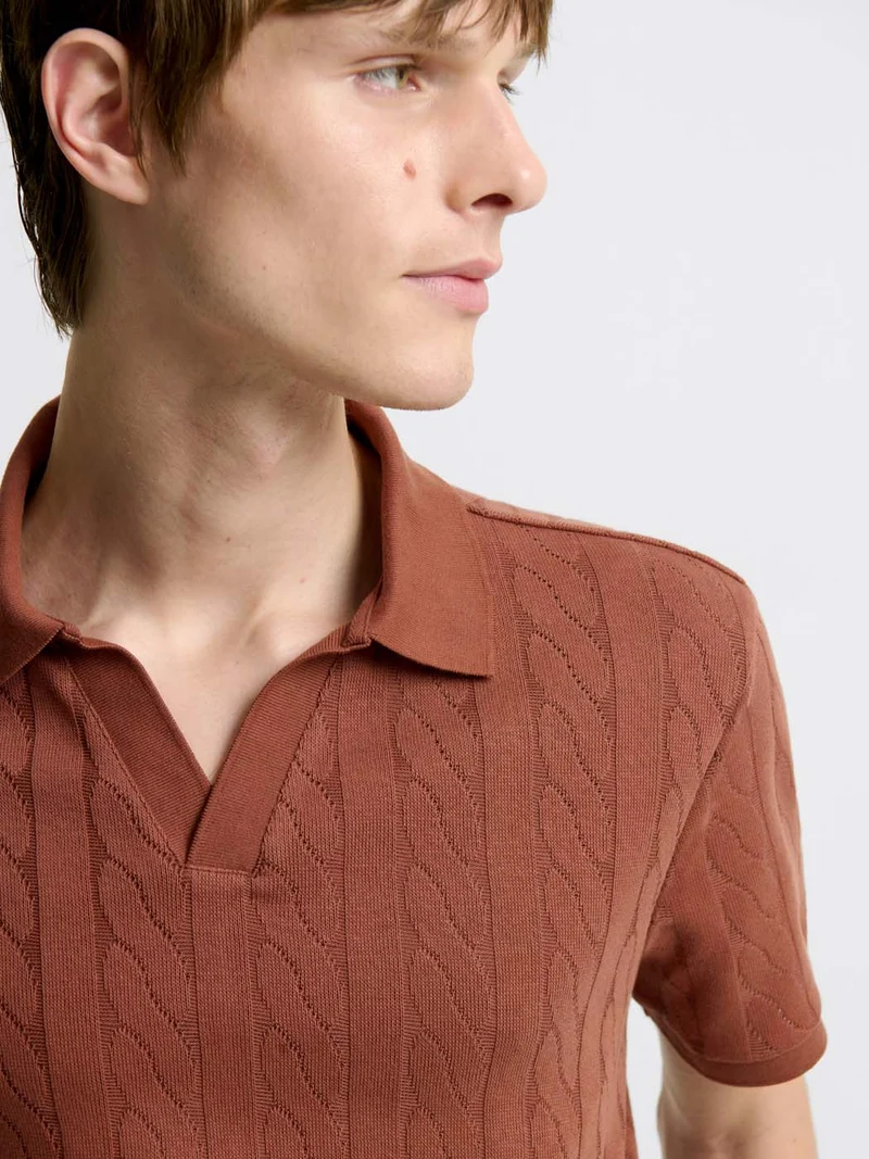 Polo col ouvert en jacquard