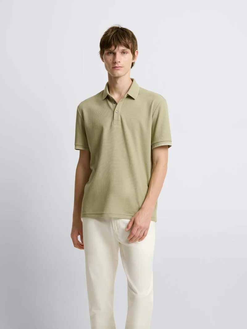 Polo col boutonné gauffré