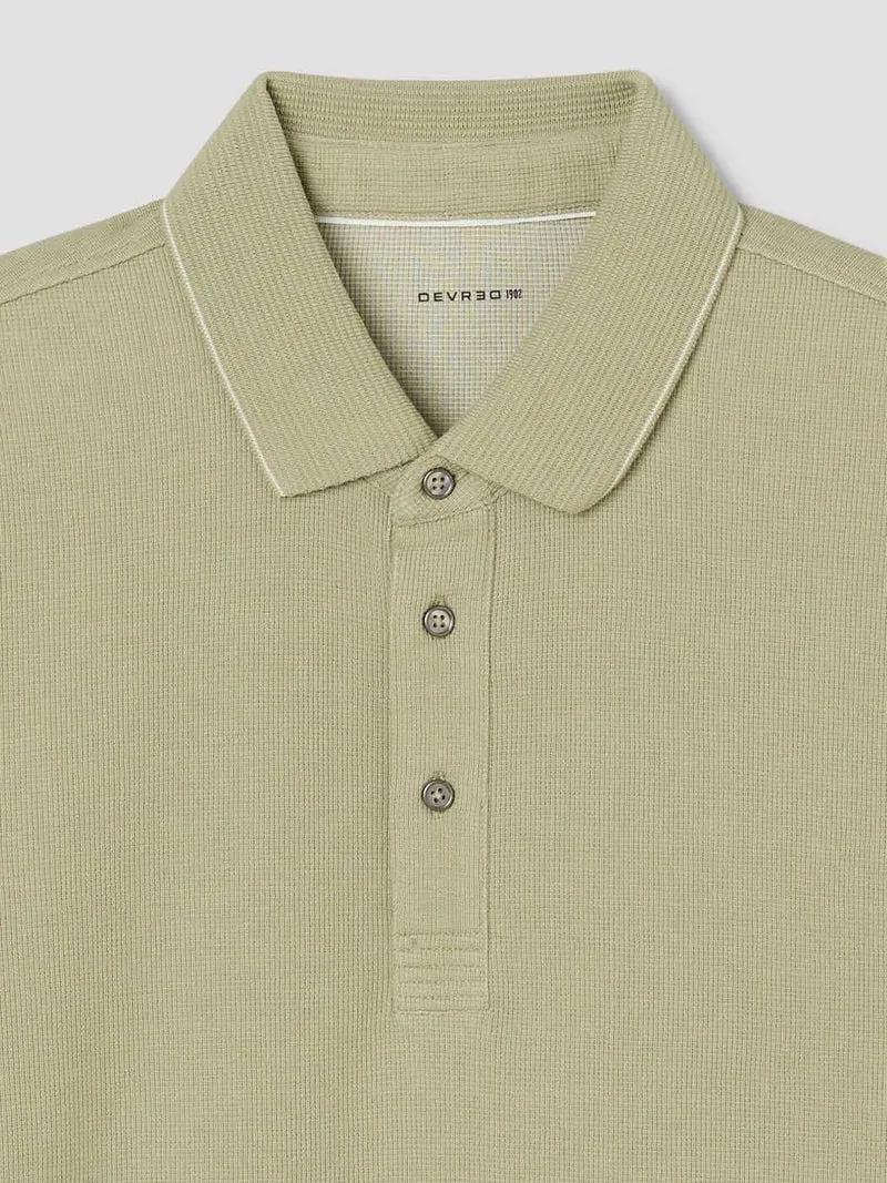 Polo col boutonné gauffré