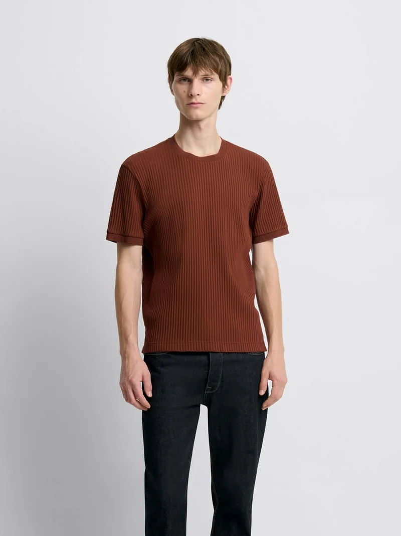 T-shirt col rond côtelé