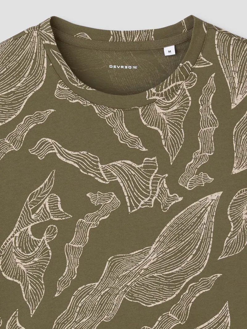 T-shirt col rond en coton à motifs