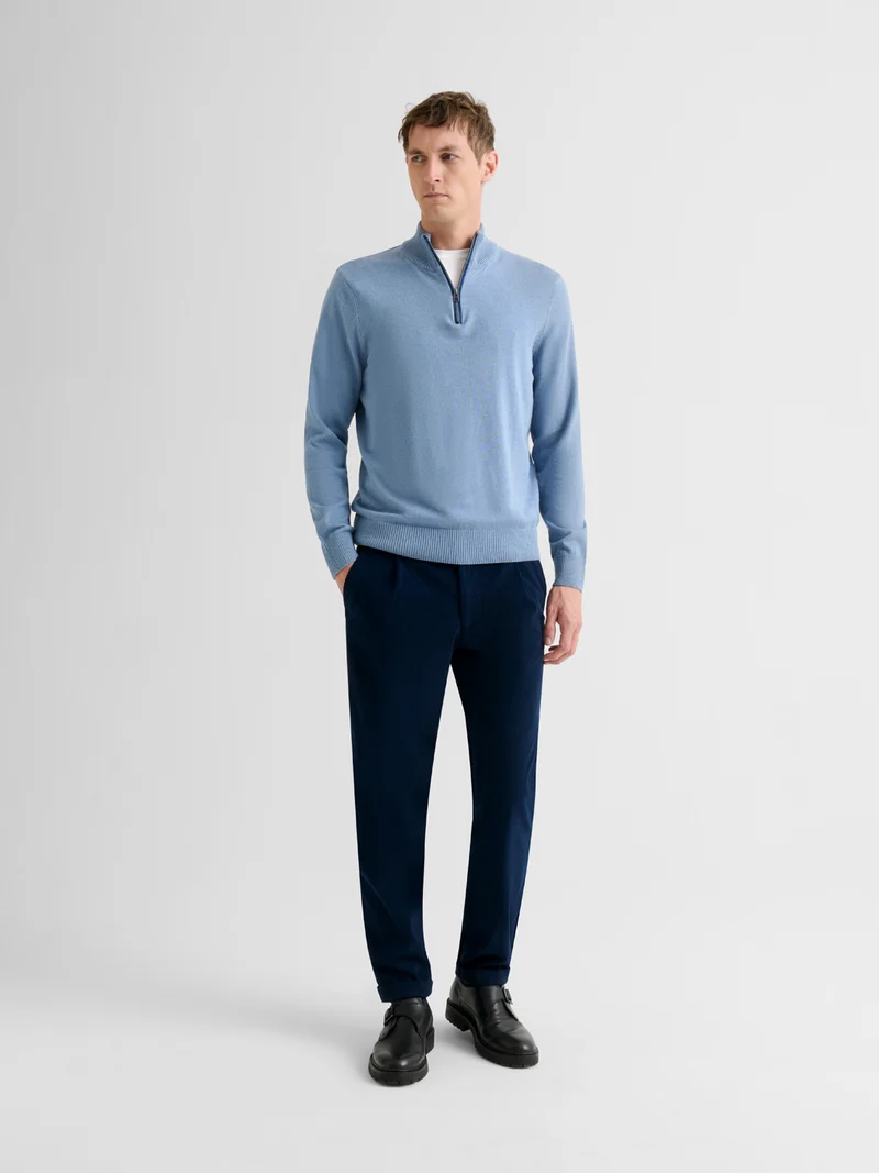 Pull col montant zip en coton-cachemire