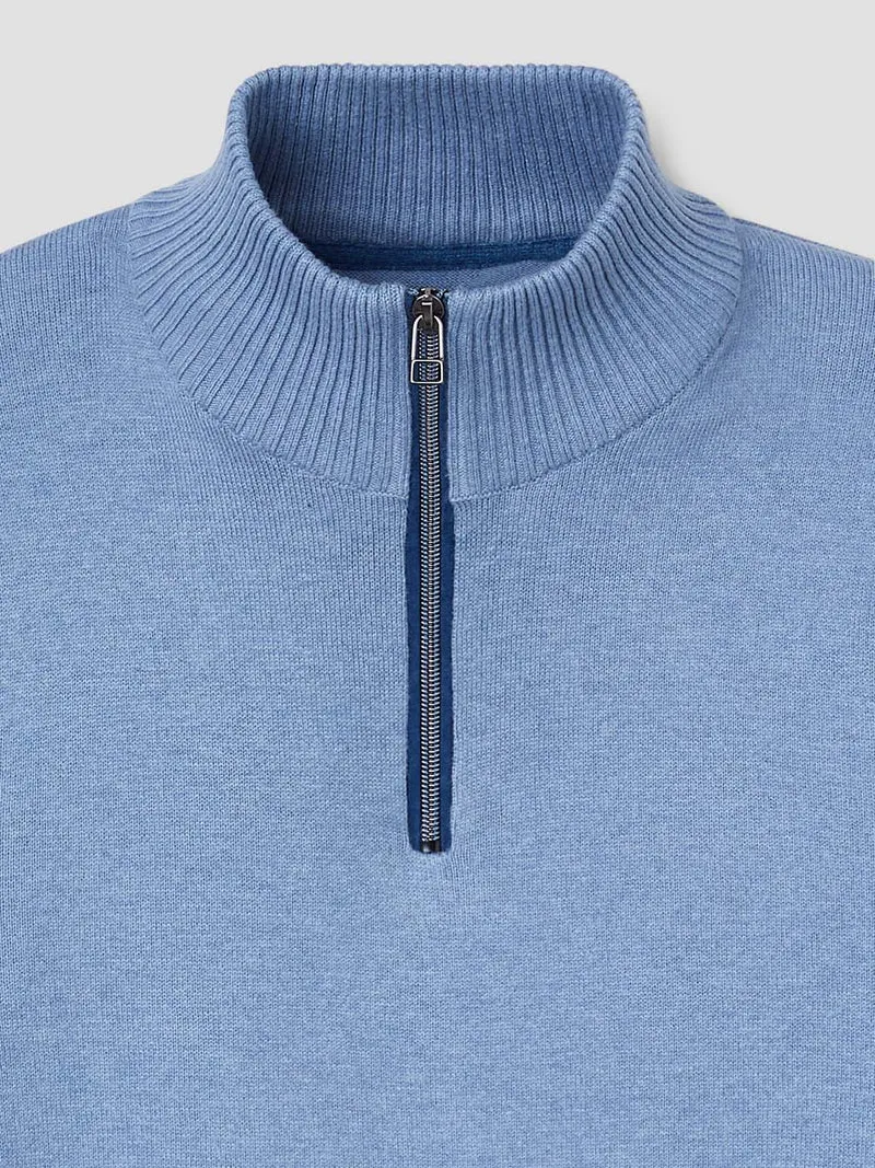 Pull col montant zip en coton-cachemire