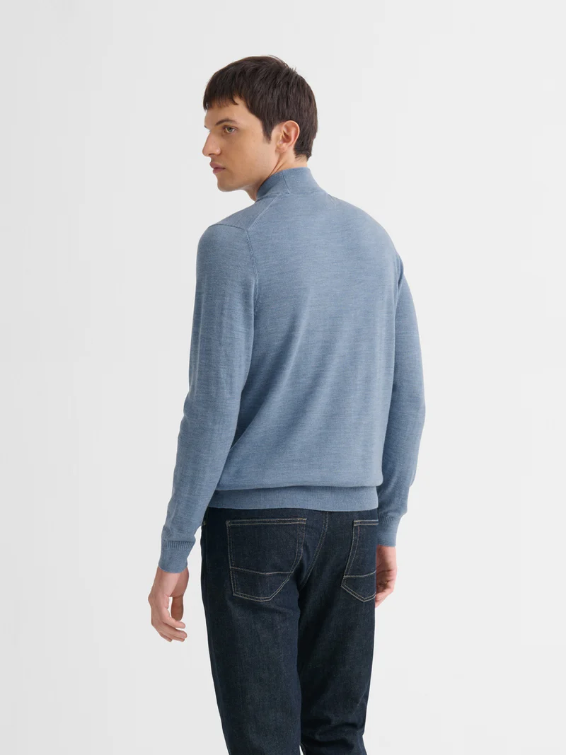 Pull col cheminée en laine Mérinos