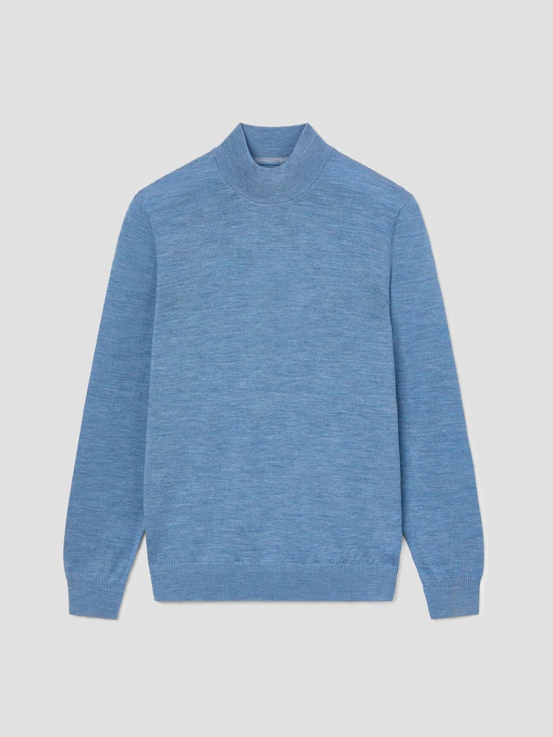 Pull col cheminée en laine Mérinos