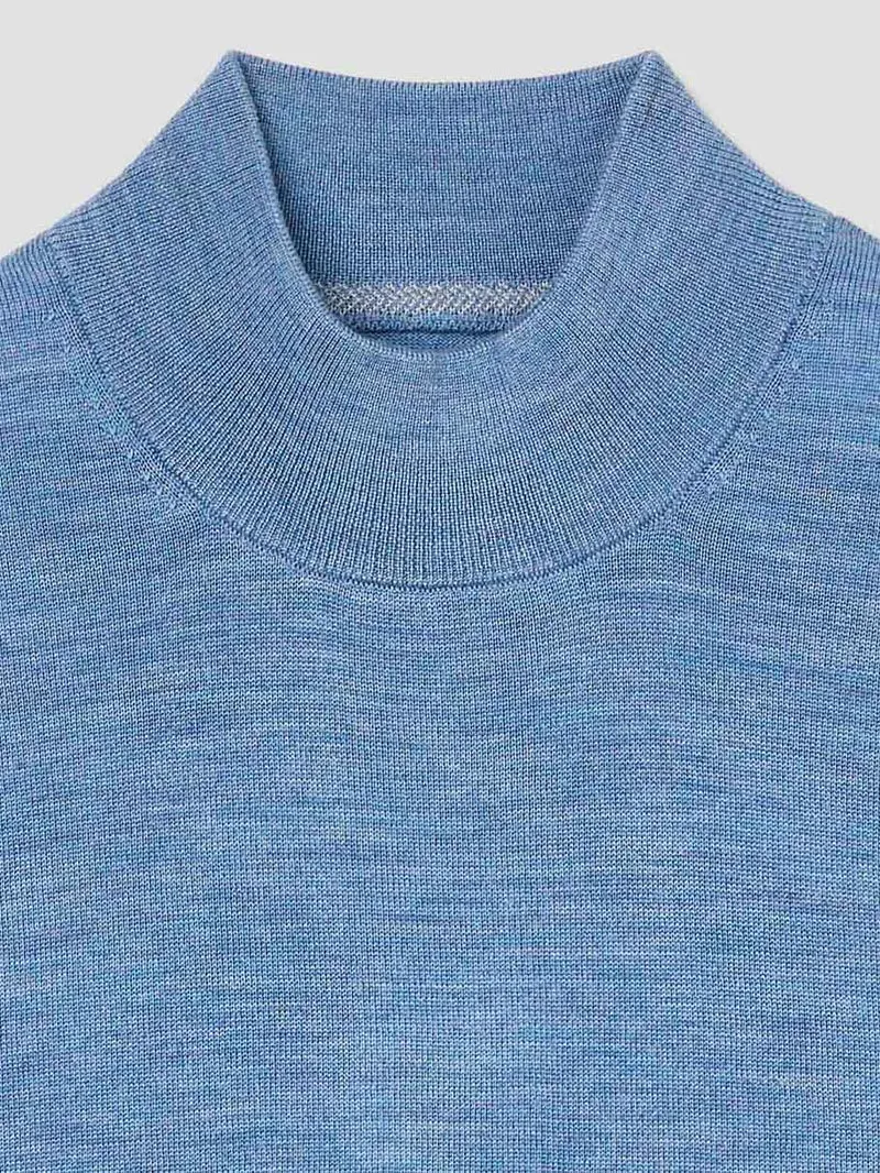 Pull col cheminée en laine Mérinos
