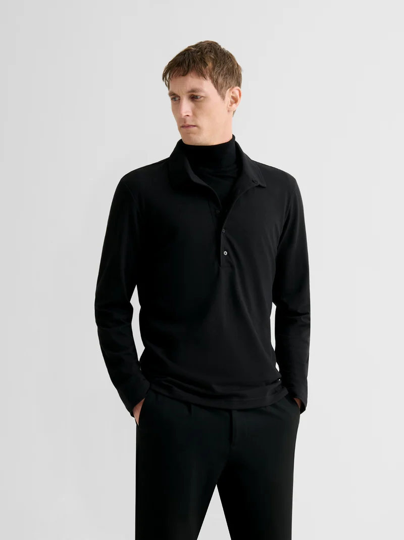 Polo boutonné en jacquard