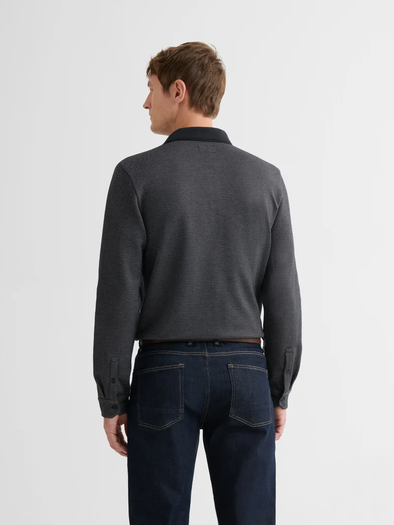 Polo manches longues col polo boutonné