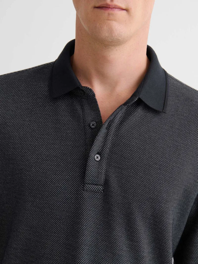 Polo manches longues col polo boutonné
