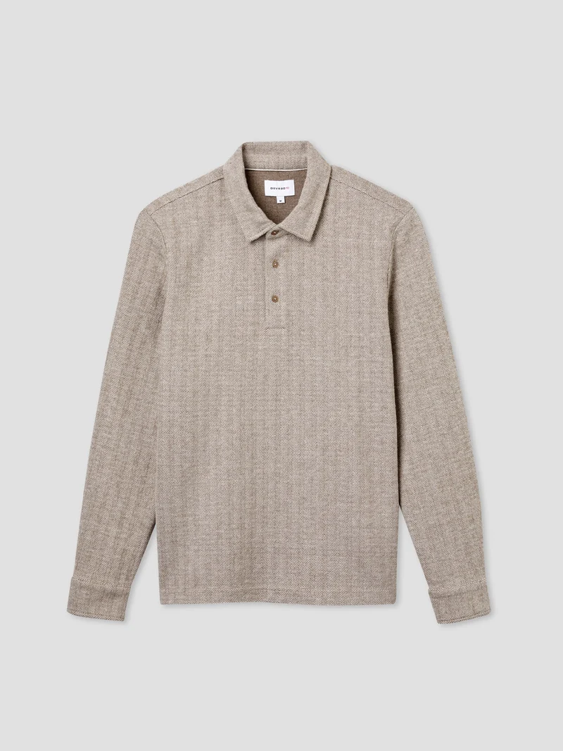 Polo manches longues col boutonné