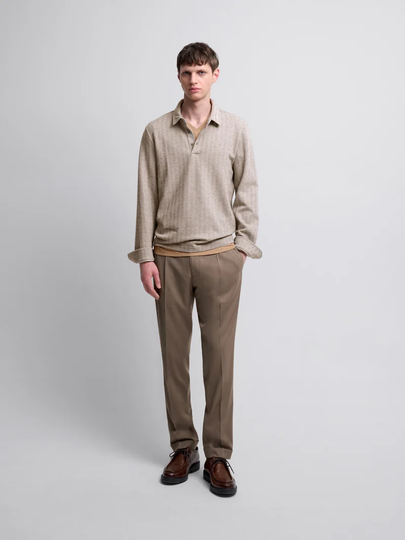 Polo manches longues col boutonné
