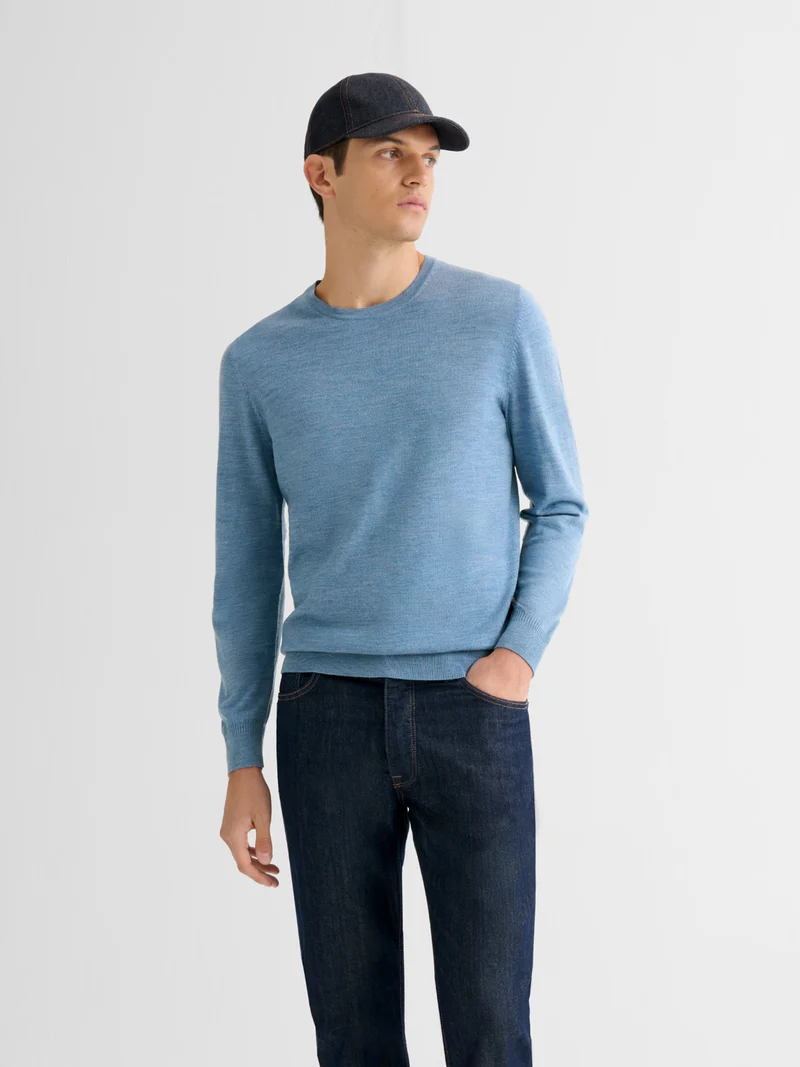 Pull col rond en laine Mérinos