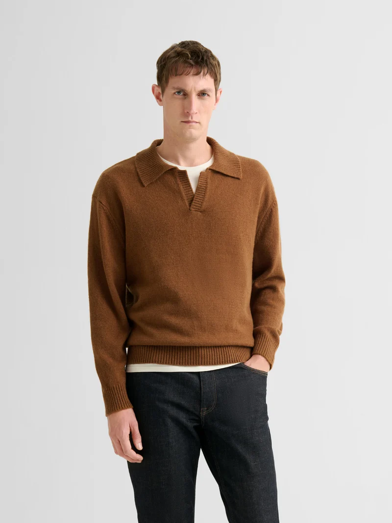 Pull col ouvert en laine mélangée