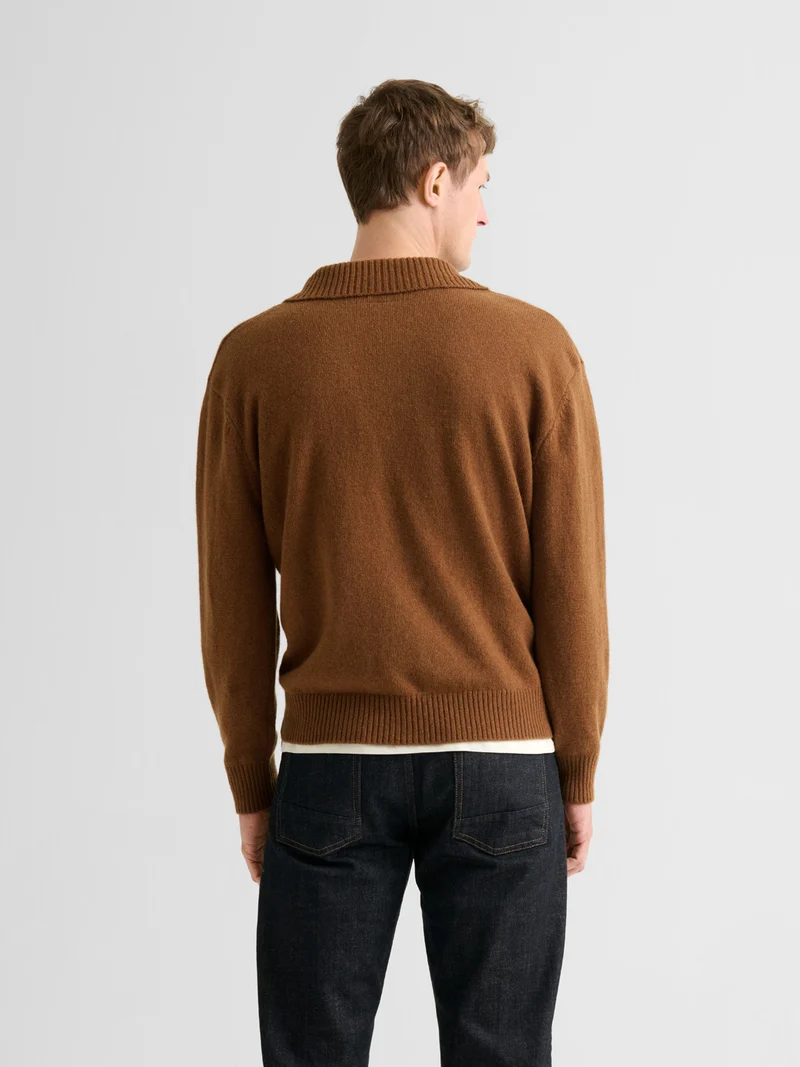 Pull col ouvert en laine mélangée
