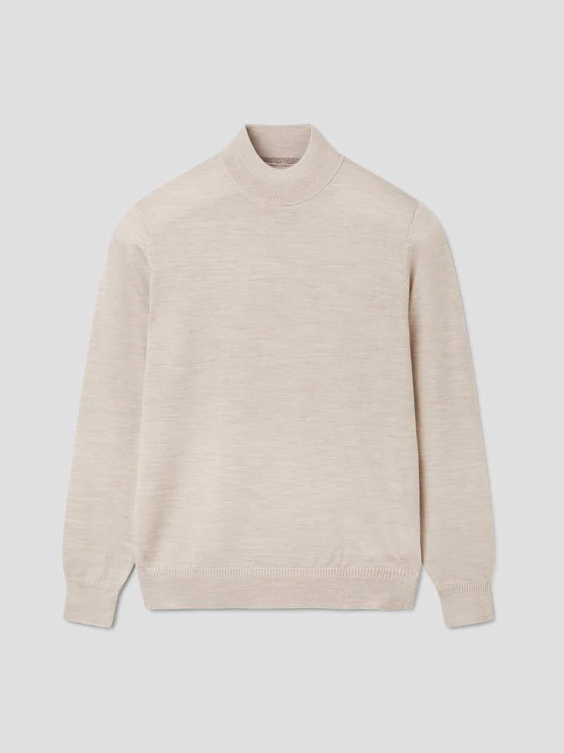 Pull col cheminée en laine Mérinos