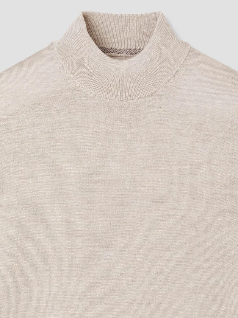 Pull col cheminée en laine Mérinos