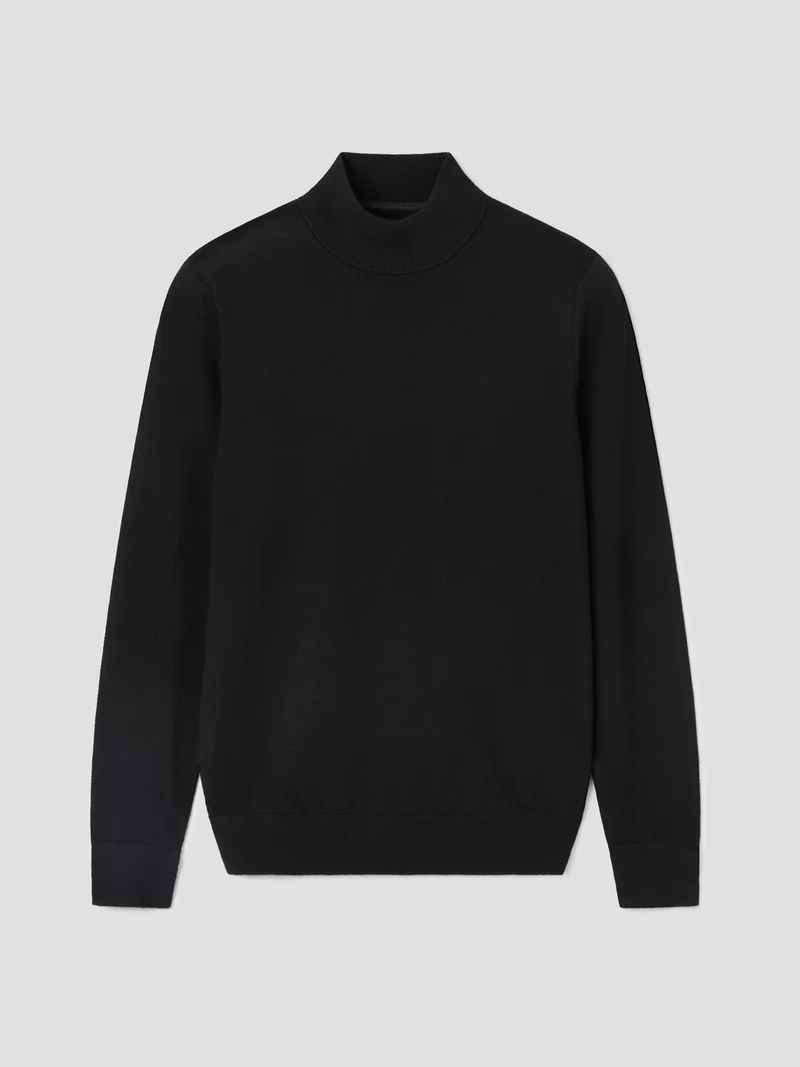 Pull col cheminée en laine Mérinos