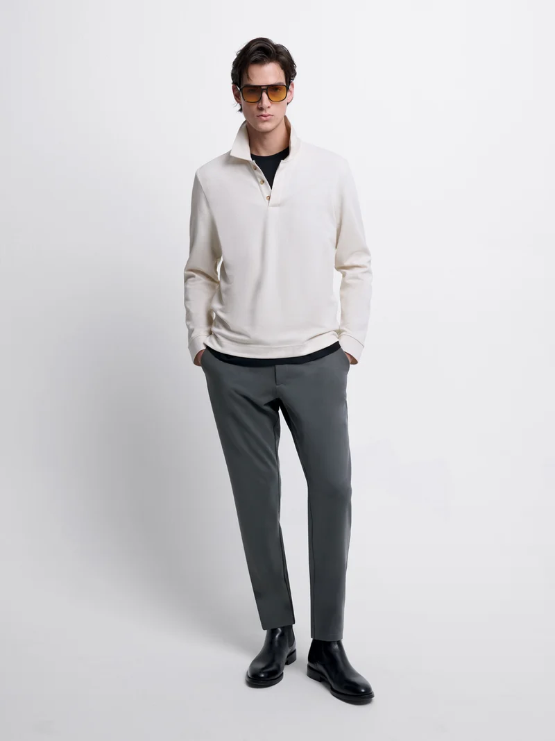 Polo manches longues boutonné