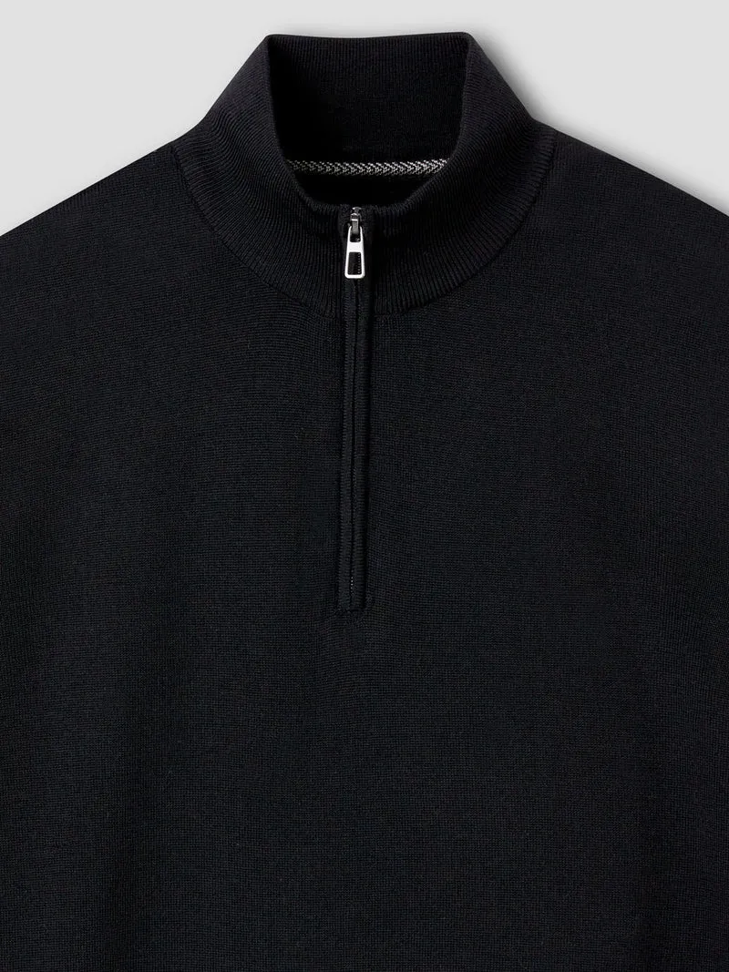 Pull col cheminée zippé en laine Mérinos