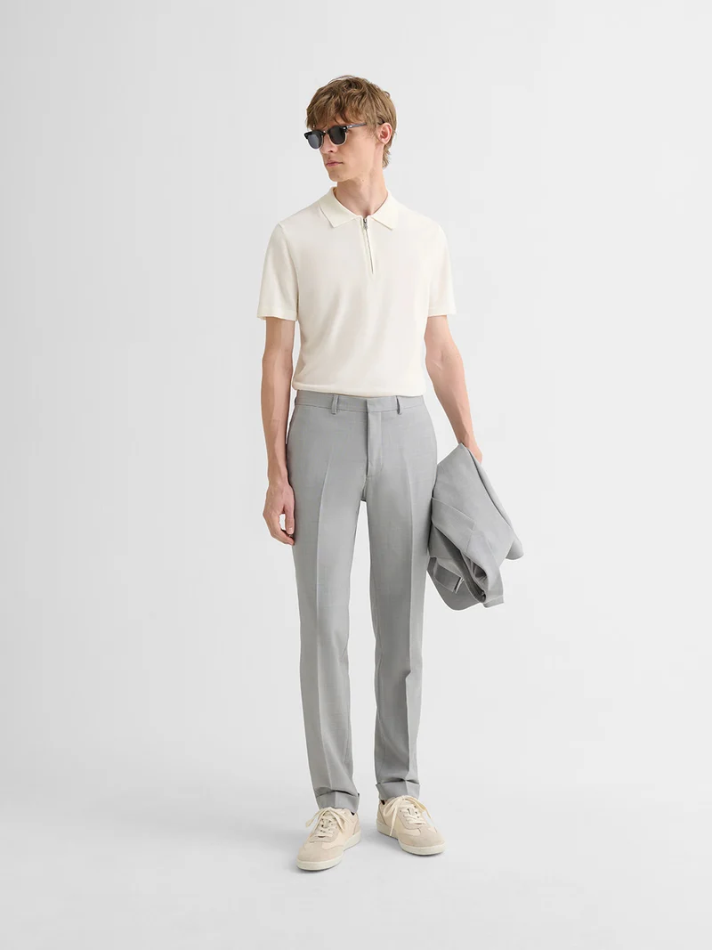 Costume 2 pièces slim gris clair en laine