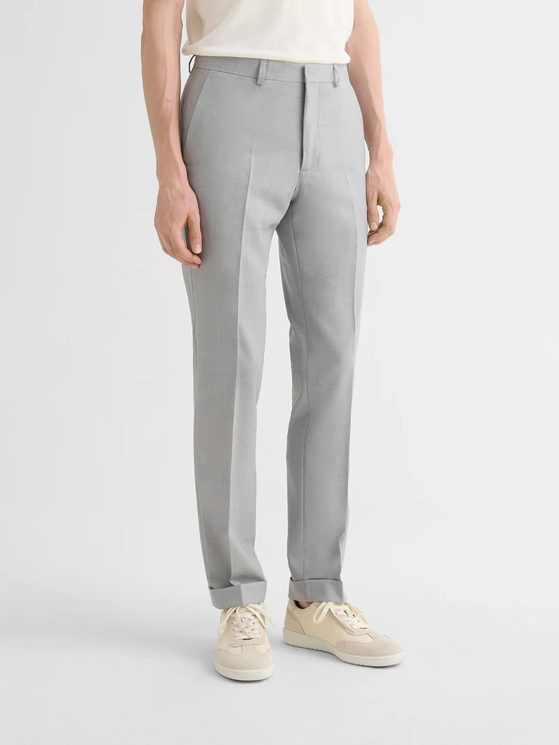 Costume 2 pièces slim gris clair en laine